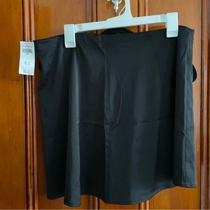 Black satin mini skirt